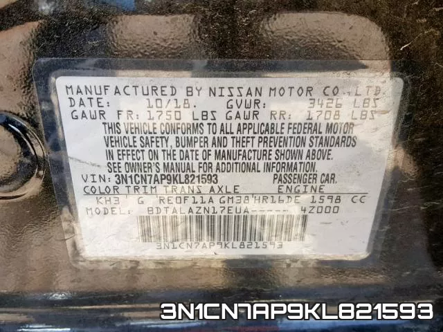 3N1CN7AP9KL821593 фото 2