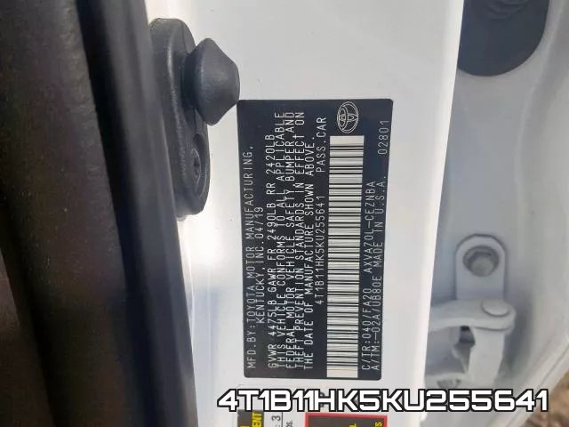 4T1B11HK5KU255641 фото 2