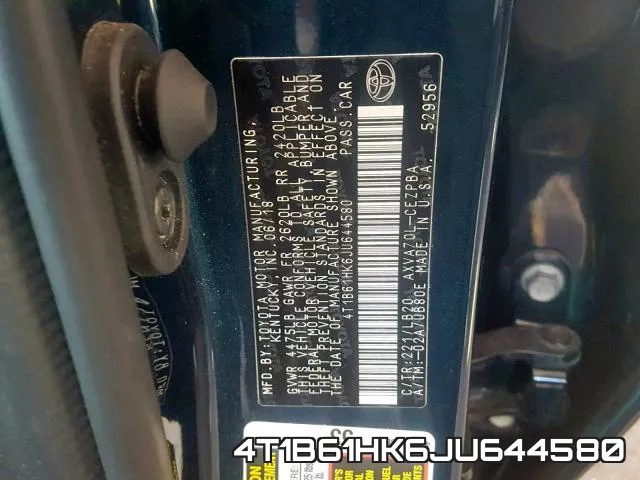 4T1B61HK6JU644580 фото 2
