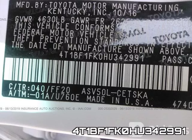 4T1BF1FK0HU342991 фото 10