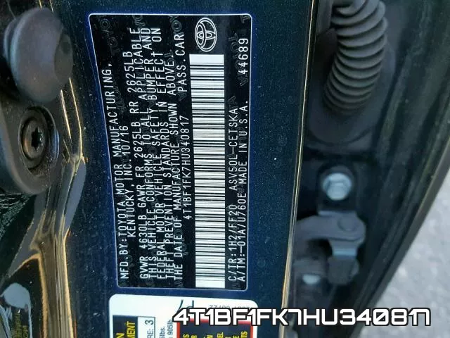 4T1BF1FK7HU340817 фото 2