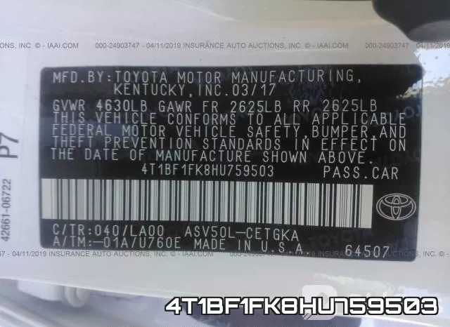 4T1BF1FK8HU759503 фото 10