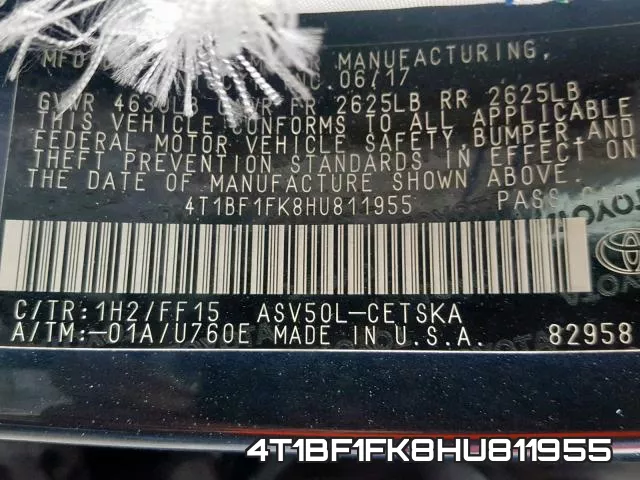 4T1BF1FK8HU811955 фото 2