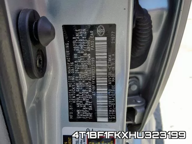4T1BF1FKXHU323199 фото 2