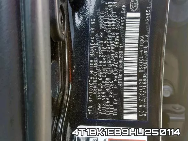 4T1BK1EB9HU250114 фото 2