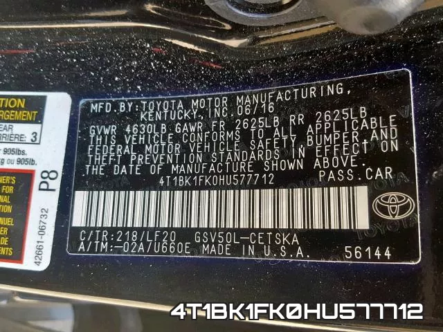 4T1BK1FK0HU577712 фото 2
