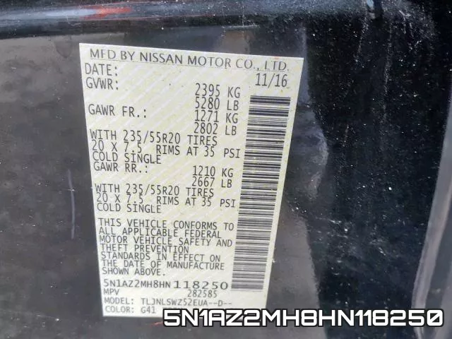 5N1AZ2MH8HN118250 фото 2