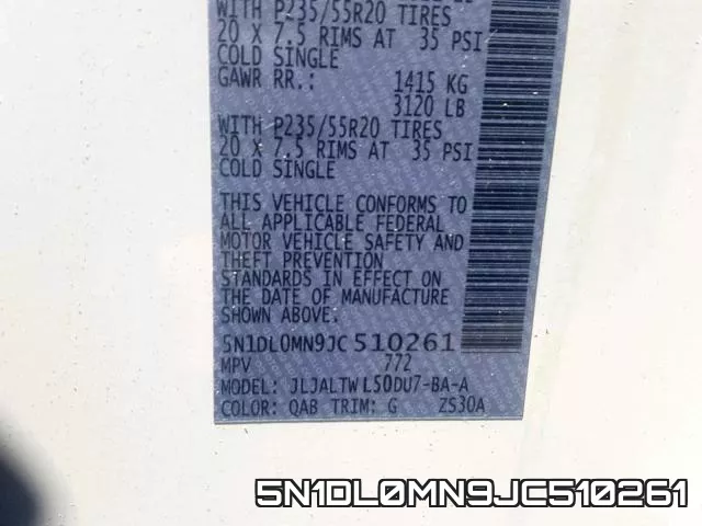 5N1DL0MN9JC510261 фото 2