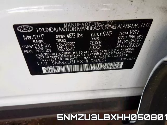 5NMZU3LBXHH050801 фото 2
