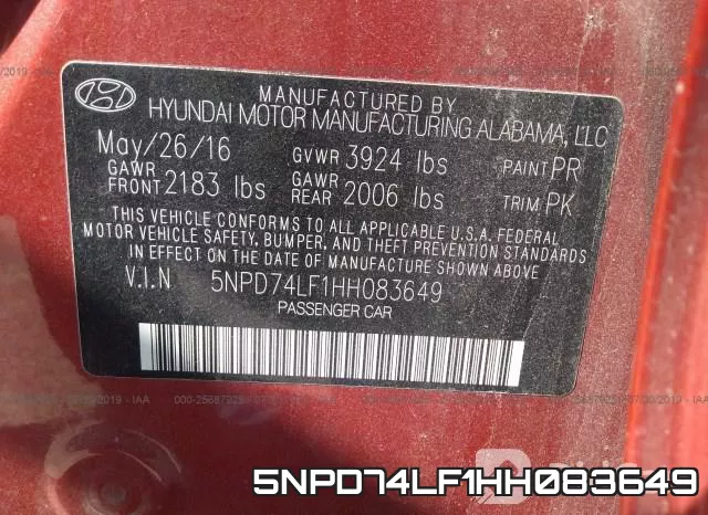 5NPD74LF1HH083649 фото 10