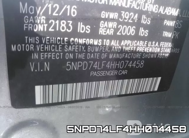 5NPD74LF4HH074458 фото 9