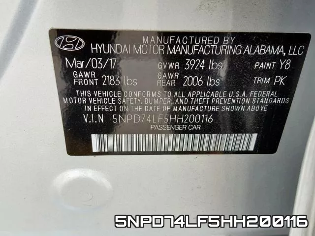 5NPD74LF5HH200116 фото 2