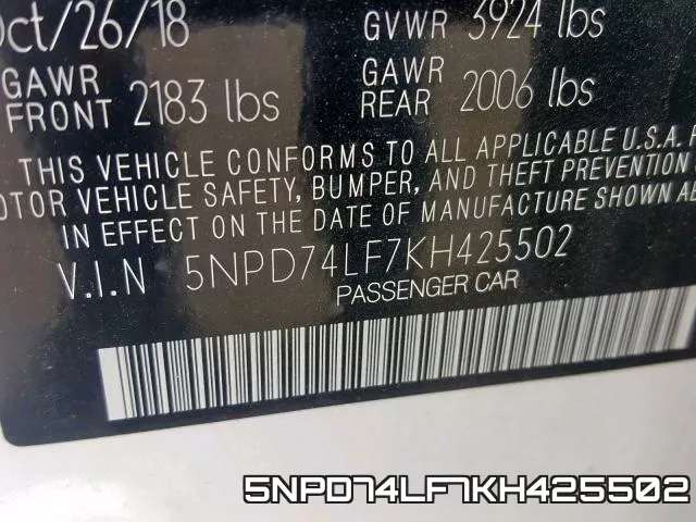 5NPD74LF7KH425502 фото 2