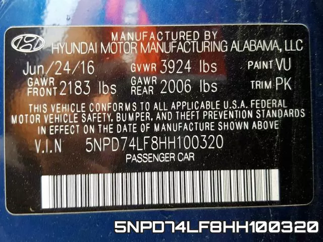 5NPD74LF8HH100320 фото 2