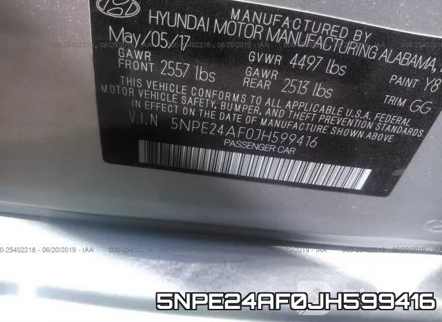 5NPE24AF0JH599416 фото 10