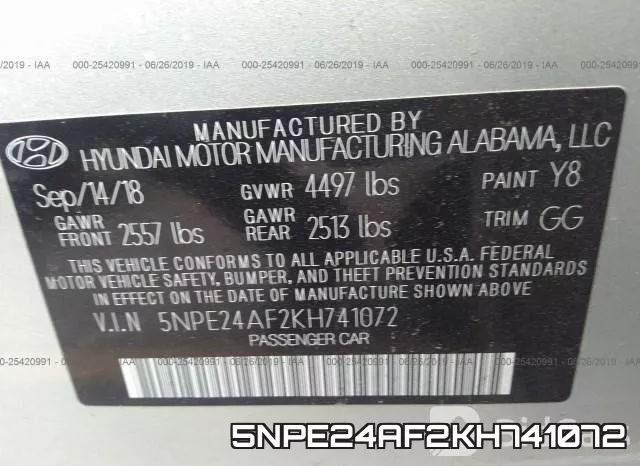 5NPE24AF2KH741072 фото 10