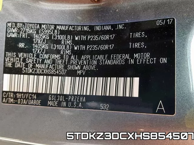 5TDKZ3DCXHS854507 фото 2