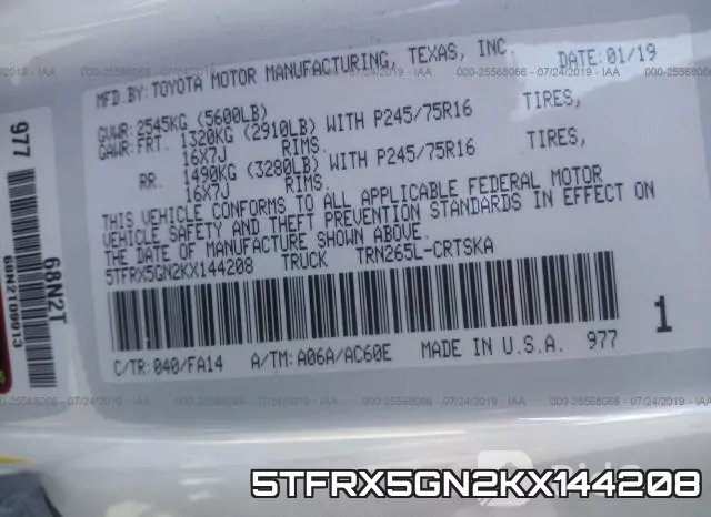 5TFRX5GN2KX144208 фото 10
