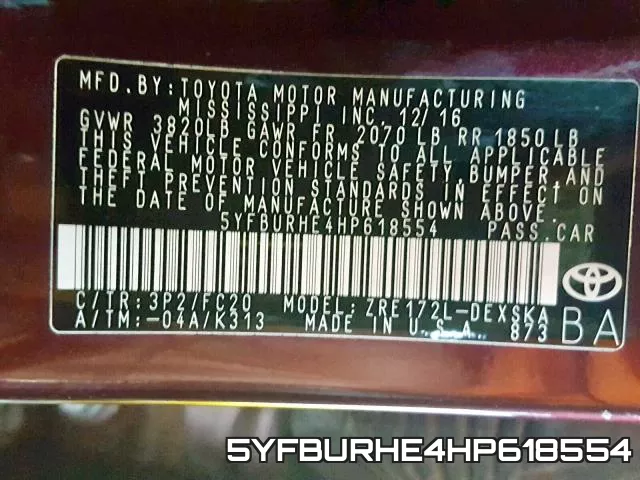 5YFBURHE4HP618554 фото 2