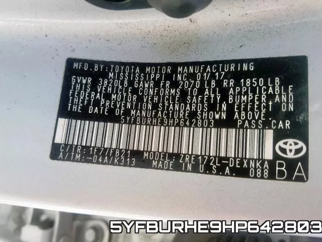 5YFBURHE9HP642803 фото 2
