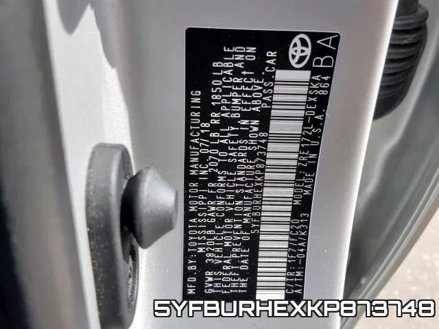 5YFBURHEXKP873748 фото 2