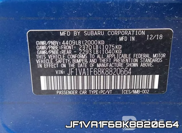 JF1VA1F68K8820664 фото 10