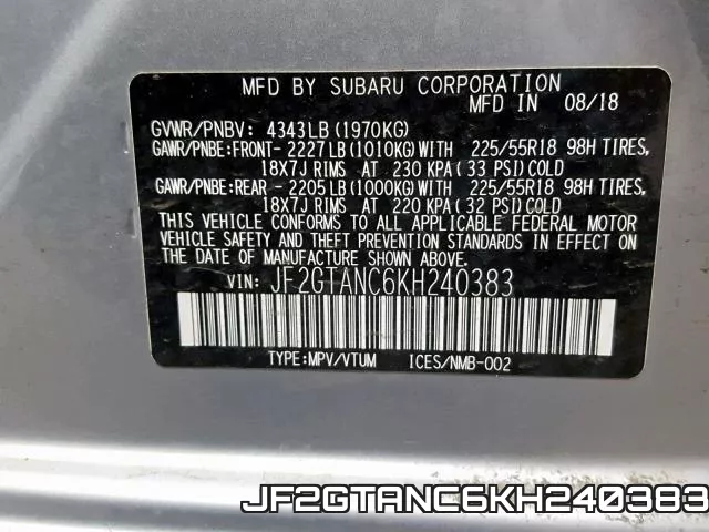 JF2GTANC6KH240383 фото 2
