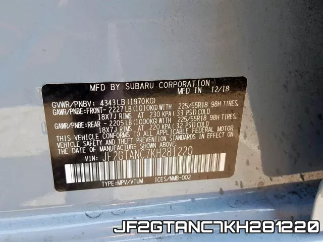 JF2GTANC7KH281220 фото 2