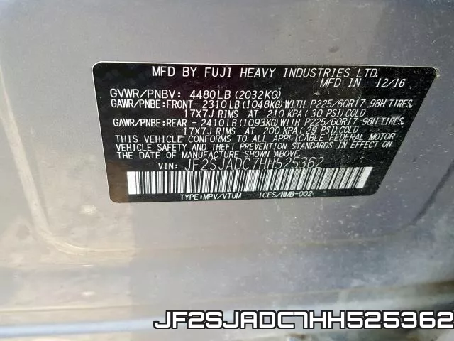 JF2SJADC7HH525362 фото 2