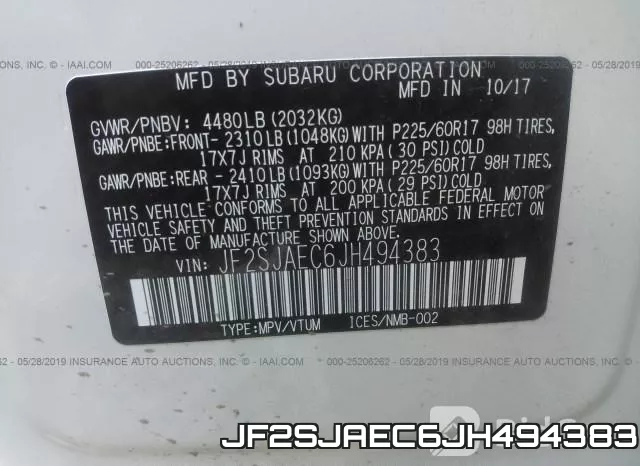 JF2SJAEC6JH494383 фото 10