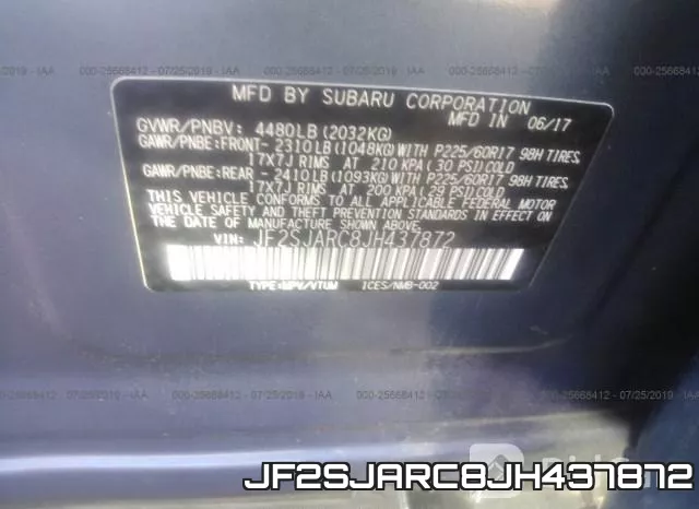 JF2SJARC8JH437872 фото 9