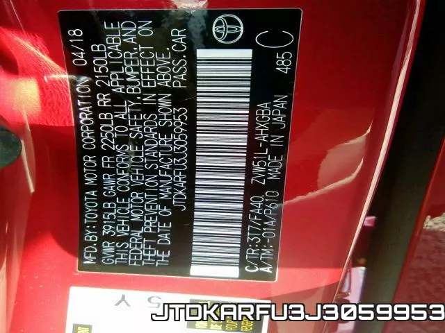 JTDKARFU3J3059953 фото 2