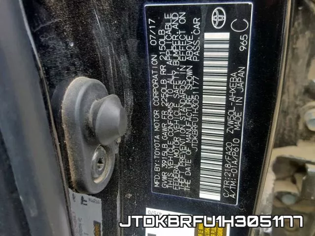 JTDKBRFU1H3051177 фото 2
