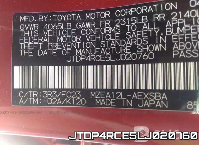 JTDP4RCE5LJ020760 фото 10