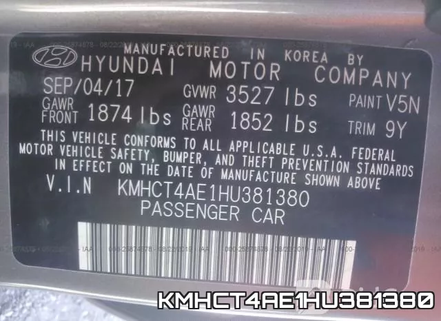 KMHCT4AE1HU381380 фото 10