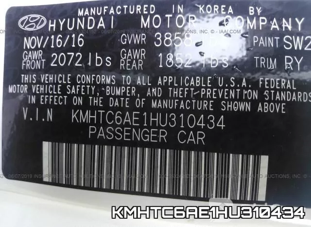 KMHTC6AE1HU310434 фото 10