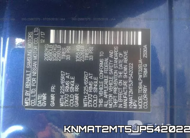 KNMAT2MT5JP542022 фото 10