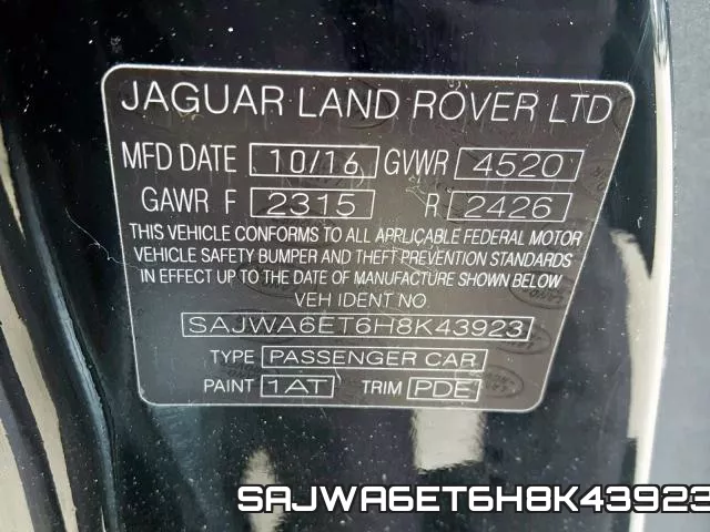 SAJWA6ET6H8K43923 фото 2