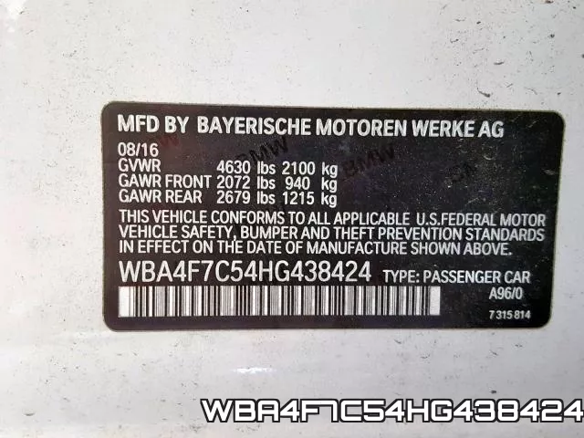 WBA4F7C54HG438424 фото 2