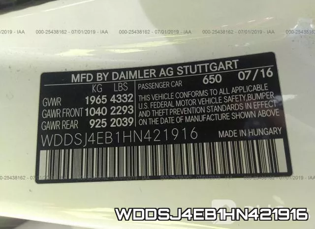 WDDSJ4EB1HN421916 фото 10