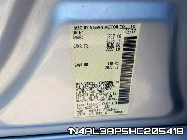1N4AL3AP5HC205418 фото 2