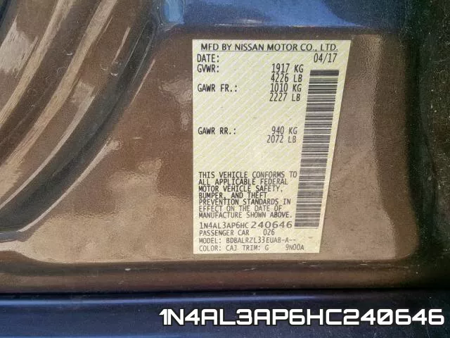 1N4AL3AP6HC240646 фото 2