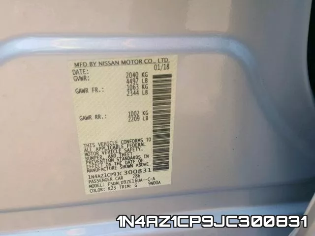 1N4AZ1CP9JC300831 фото 2