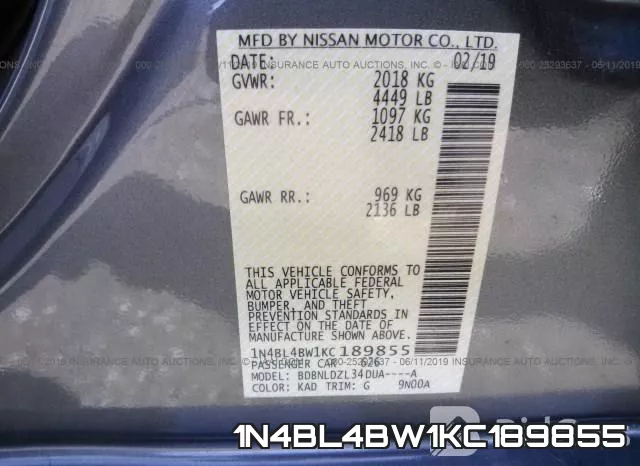 1N4BL4BW1KC189855 фото 10