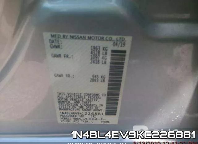 1N4BL4EV9KC226881 фото 10