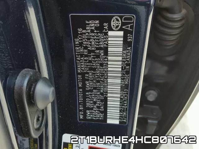 2T1BURHE4HC807642 фото 2