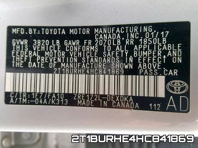 2T1BURHE4HC841869 фото 2