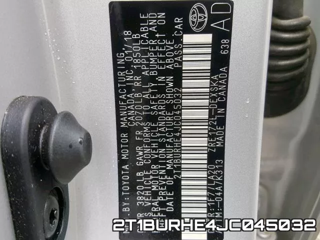 2T1BURHE4JC045032 фото 2