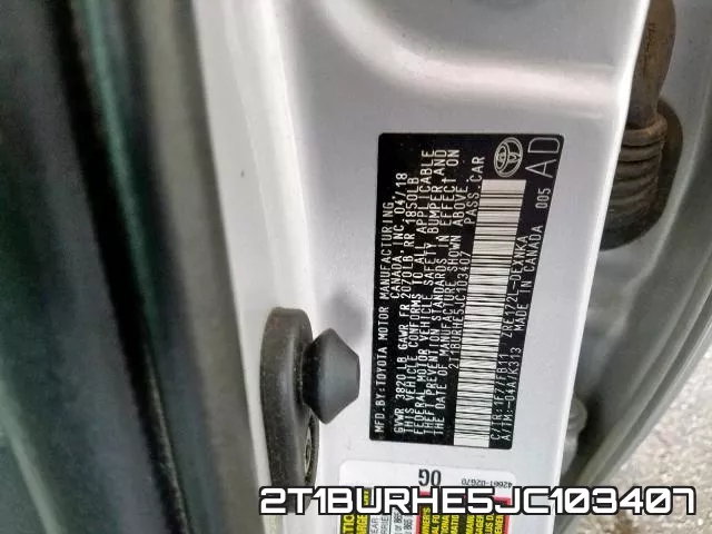 2T1BURHE5JC103407 фото 2