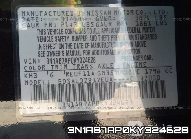3N1AB7AP0KY324628 фото 10